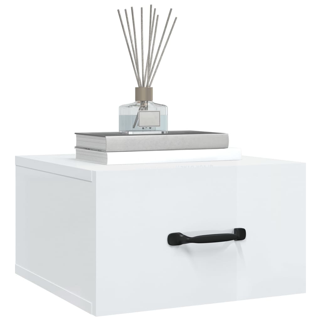 Wall-mounted bedside tables 2 pcs. High-gloss white 35x35x20 cm