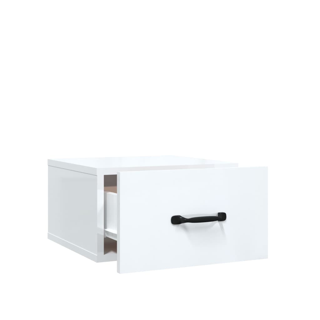 Wall-mounted bedside tables 2 pcs. High-gloss white 35x35x20 cm