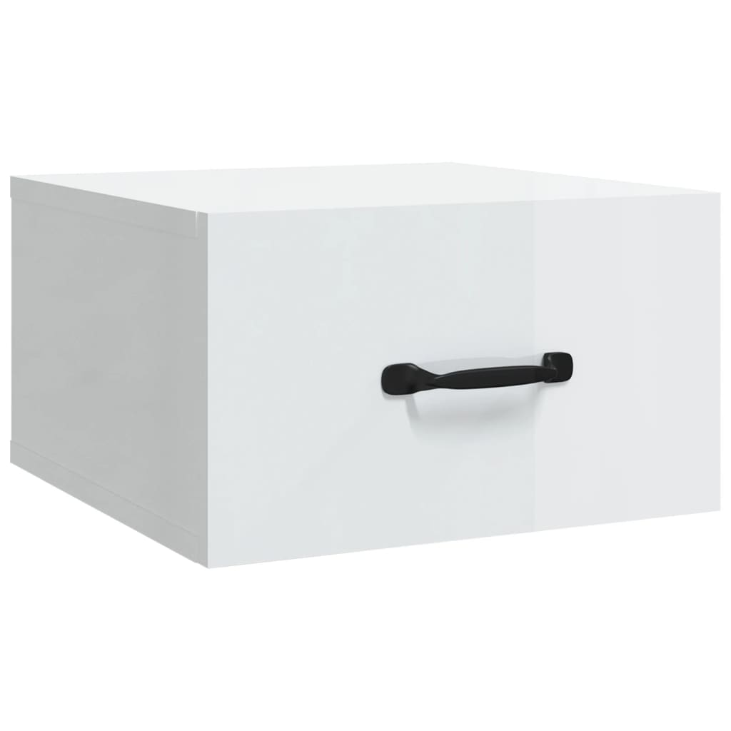 Wall-mounted bedside tables 2 pcs. High-gloss white 35x35x20 cm