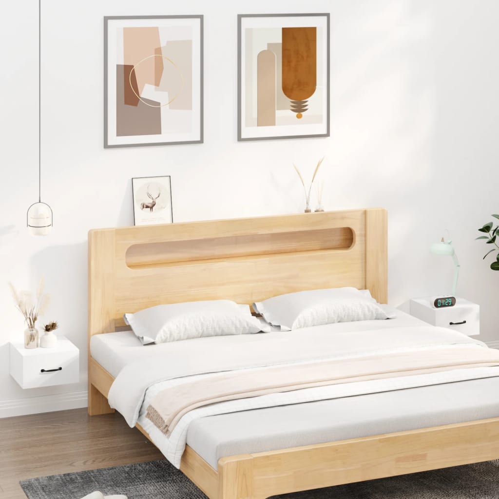 Wall-mounted bedside tables 2 pcs. High-gloss white 35x35x20 cm