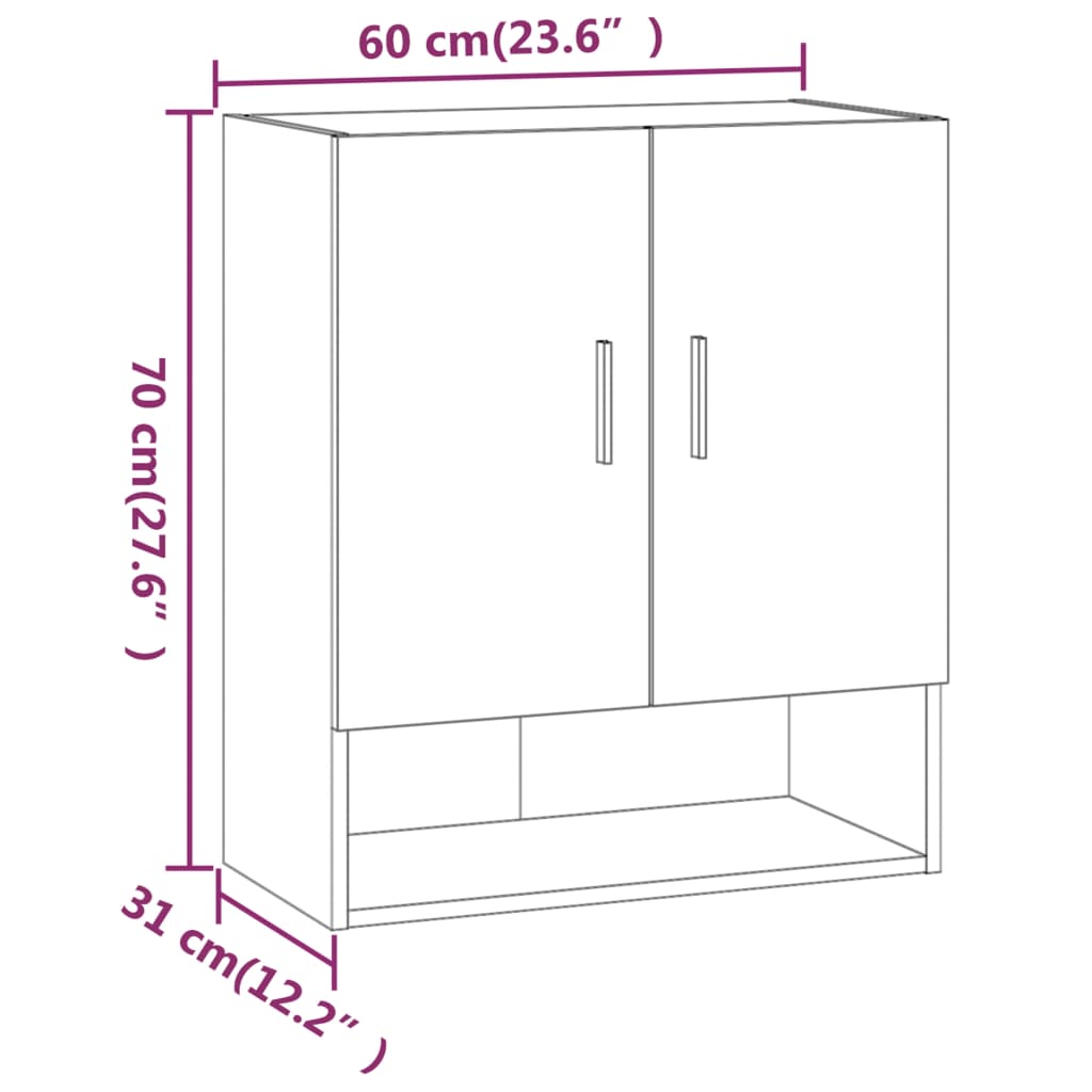 Armoire murale gris béton 60x31x70 cm en bois