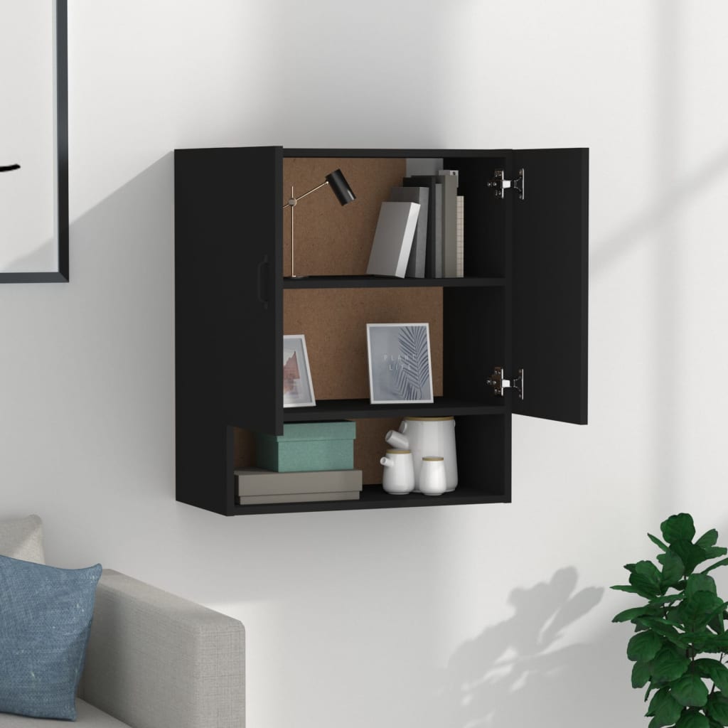 Wall Cabinet Black 60x31x70 cm Wood Material