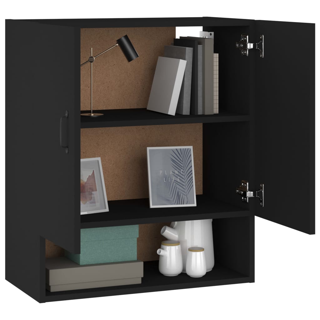 Wall Cabinet Black 60x31x70 cm Wood Material