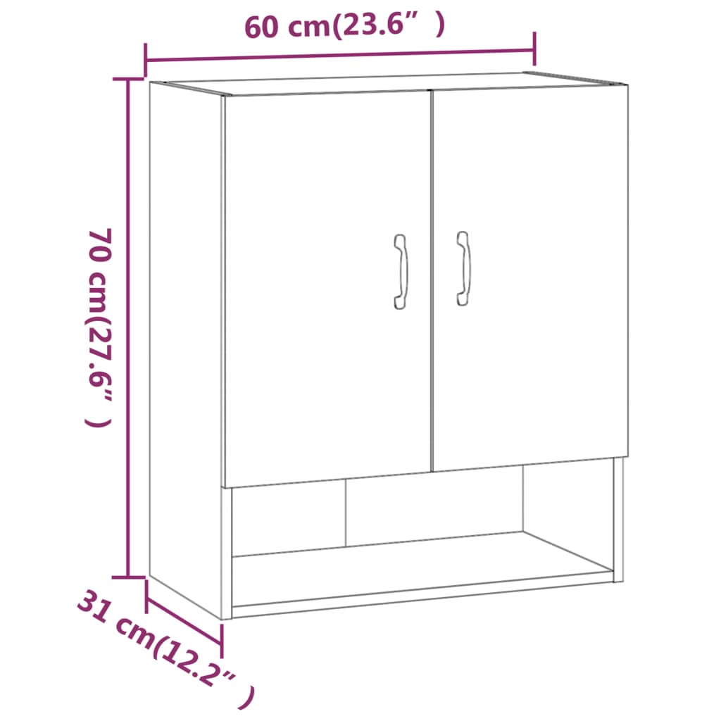 Wall Cabinet Black 60x31x70 cm Wood Material