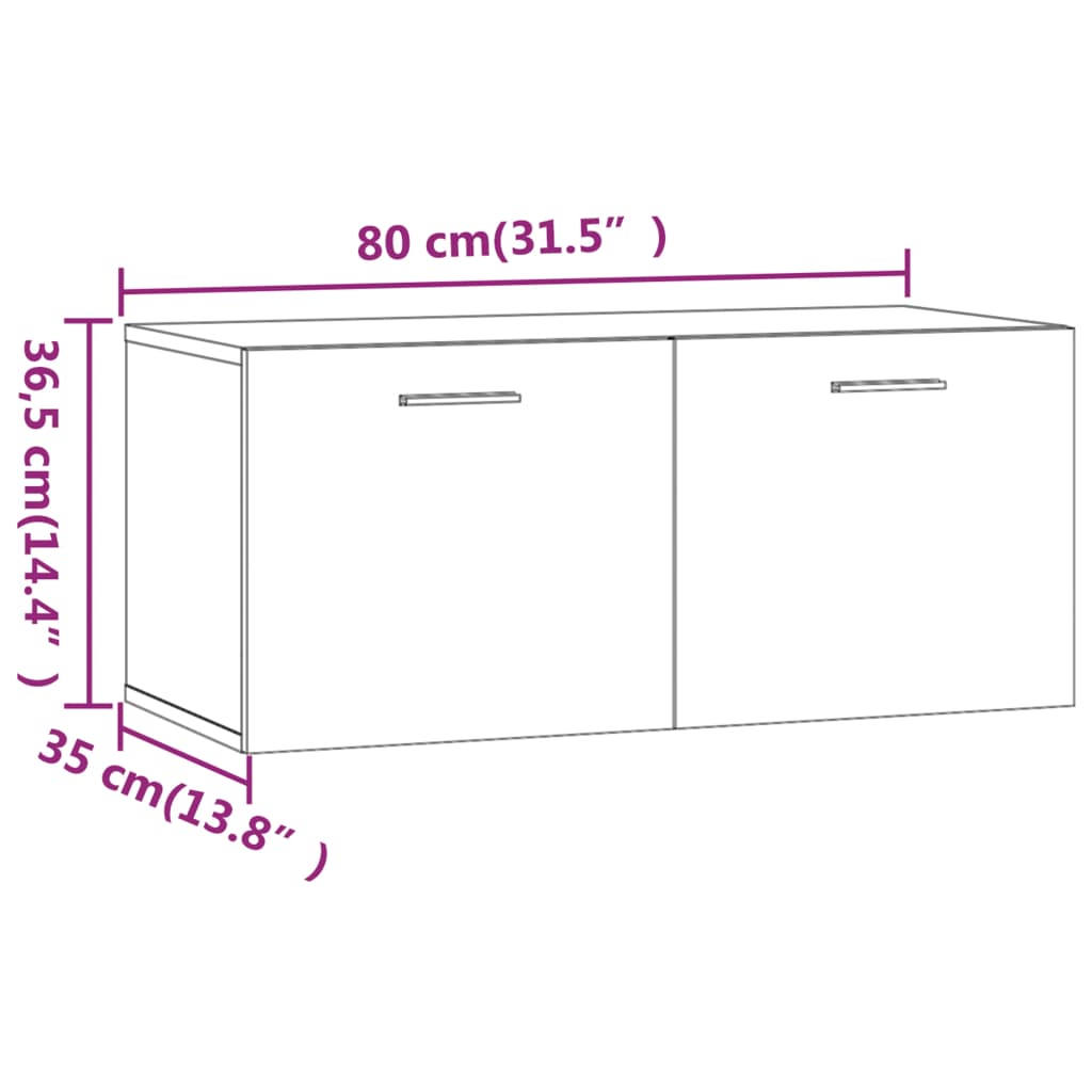 Wandschrank Weiß 80x35x36,5 cm Holzwerkstoff