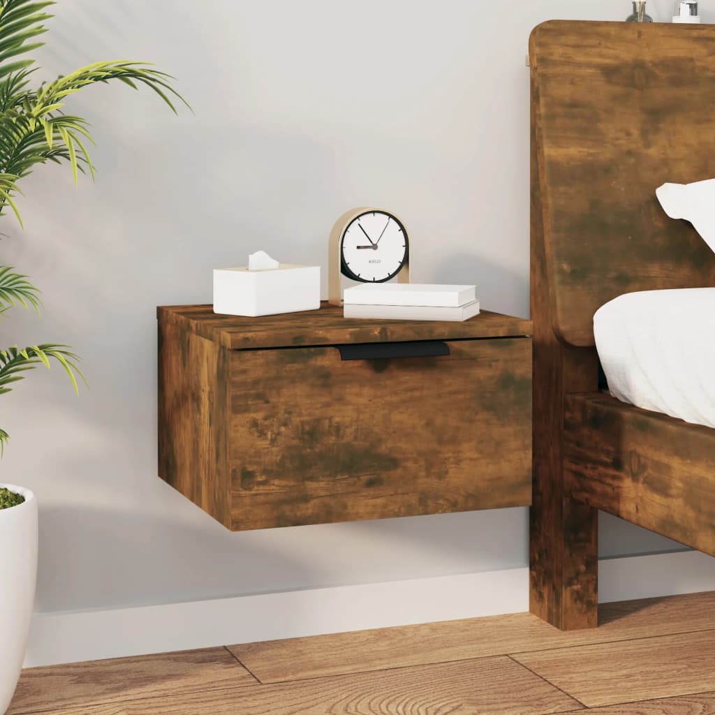 Wall-mounted bedside tables 2 pcs. Smoked oak 34x30x20 cm