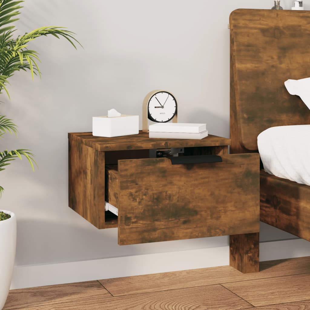 Wall-mounted bedside tables 2 pcs. Smoked oak 34x30x20 cm
