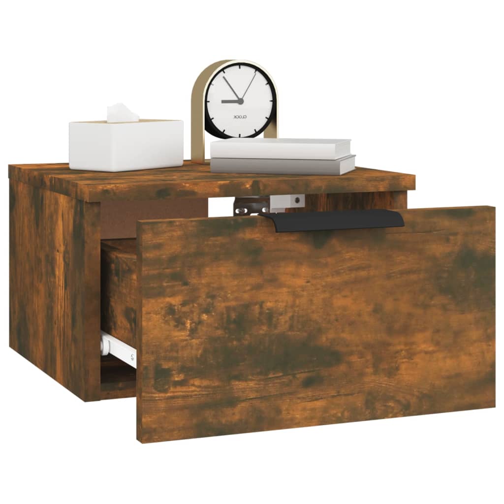 Wall-mounted bedside tables 2 pcs. Smoked oak 34x30x20 cm