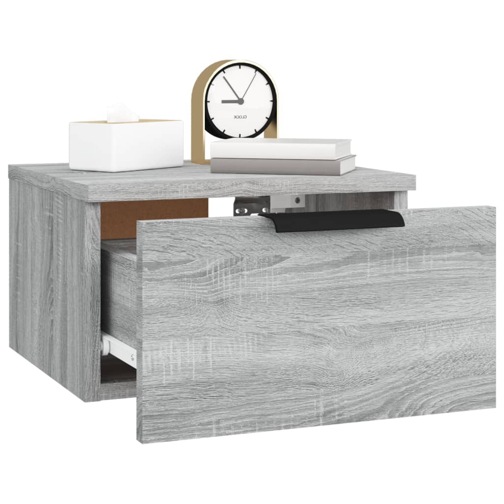 Wall-mounted bedside table, Sonoma grey, 34x30x20 cm