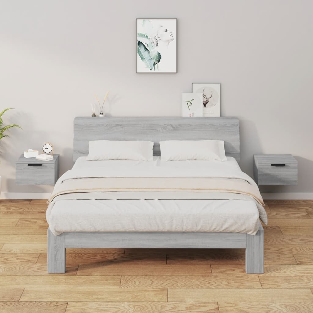 Wall Bedside Tables 2 pcs. Gray Sonoma 34x30x20 cm