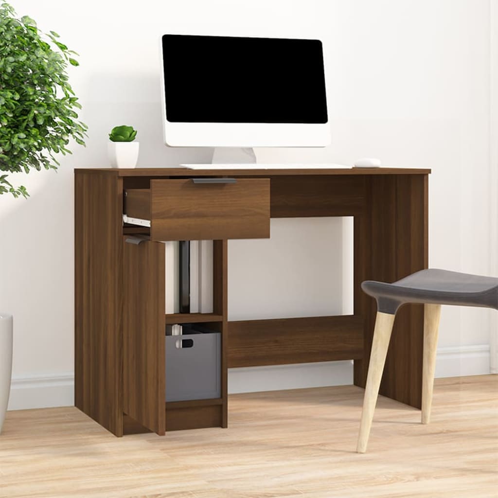 Desk Brown Oak Look 100x50x75 cm Wood Material