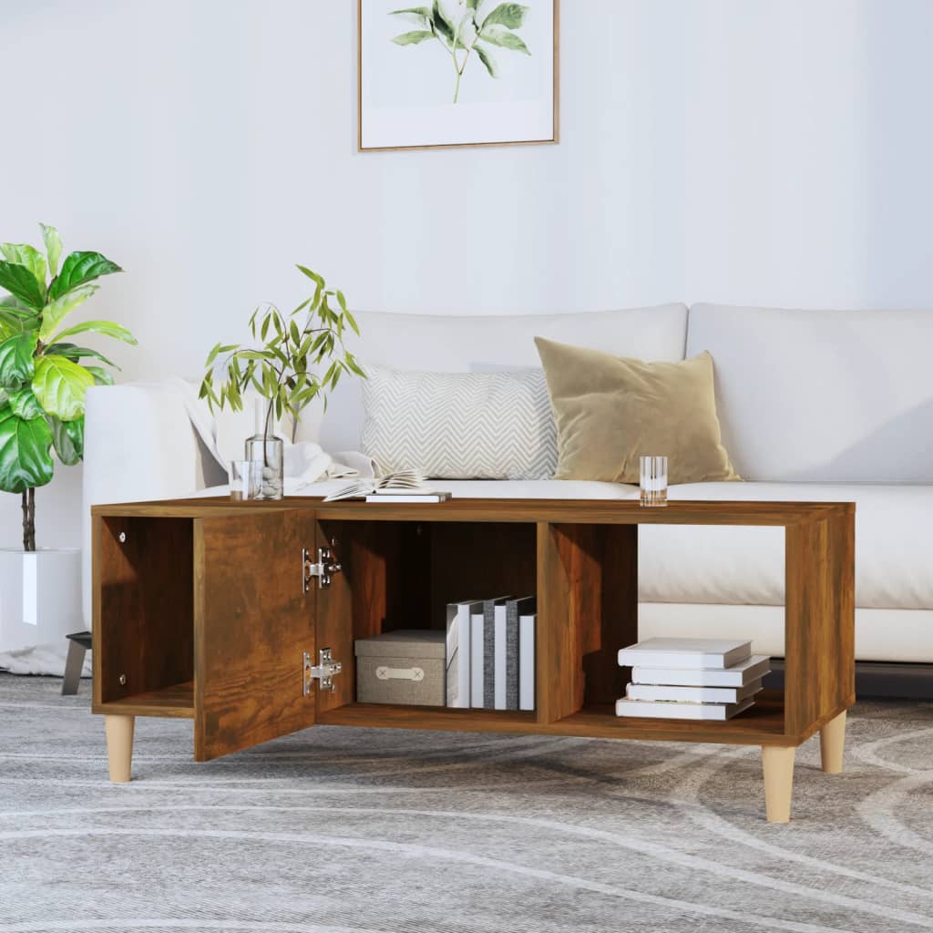 Coffee table smoked oak 102x50x40 cm wood material