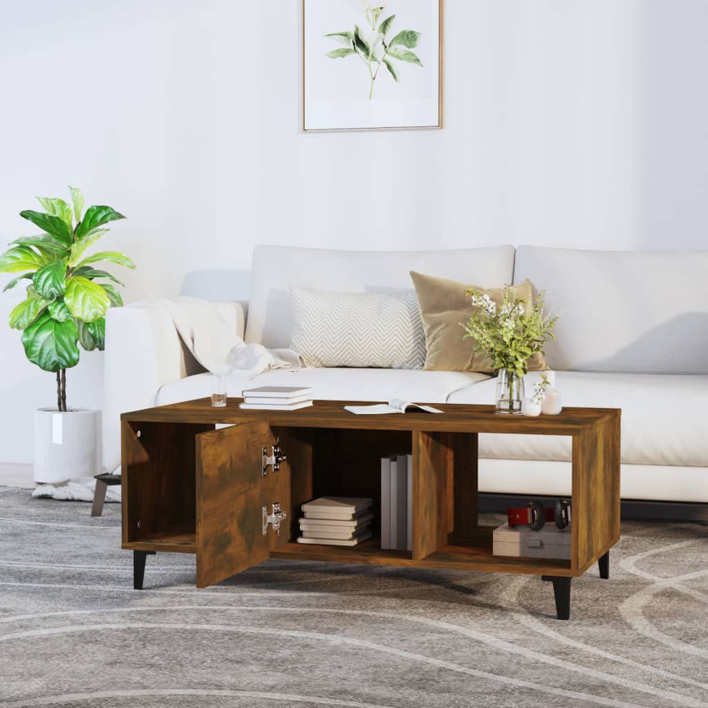 Coffee table smoked oak 102x50x40 cm wood material