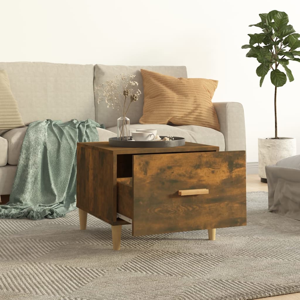 Coffee table smoked oak 50x50x40 cm wood material
