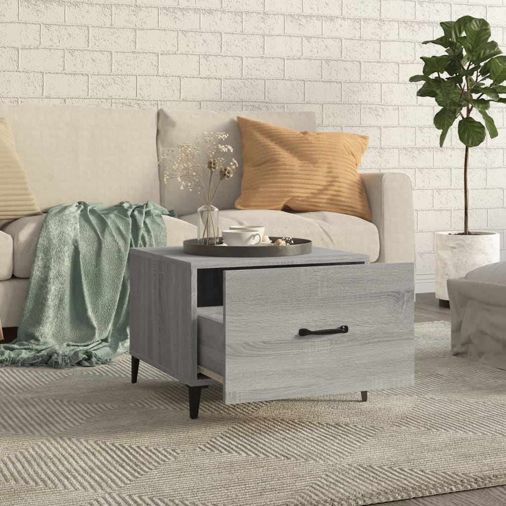 Coffee table with metal legs Gray Sonoma 50x50x40 cm