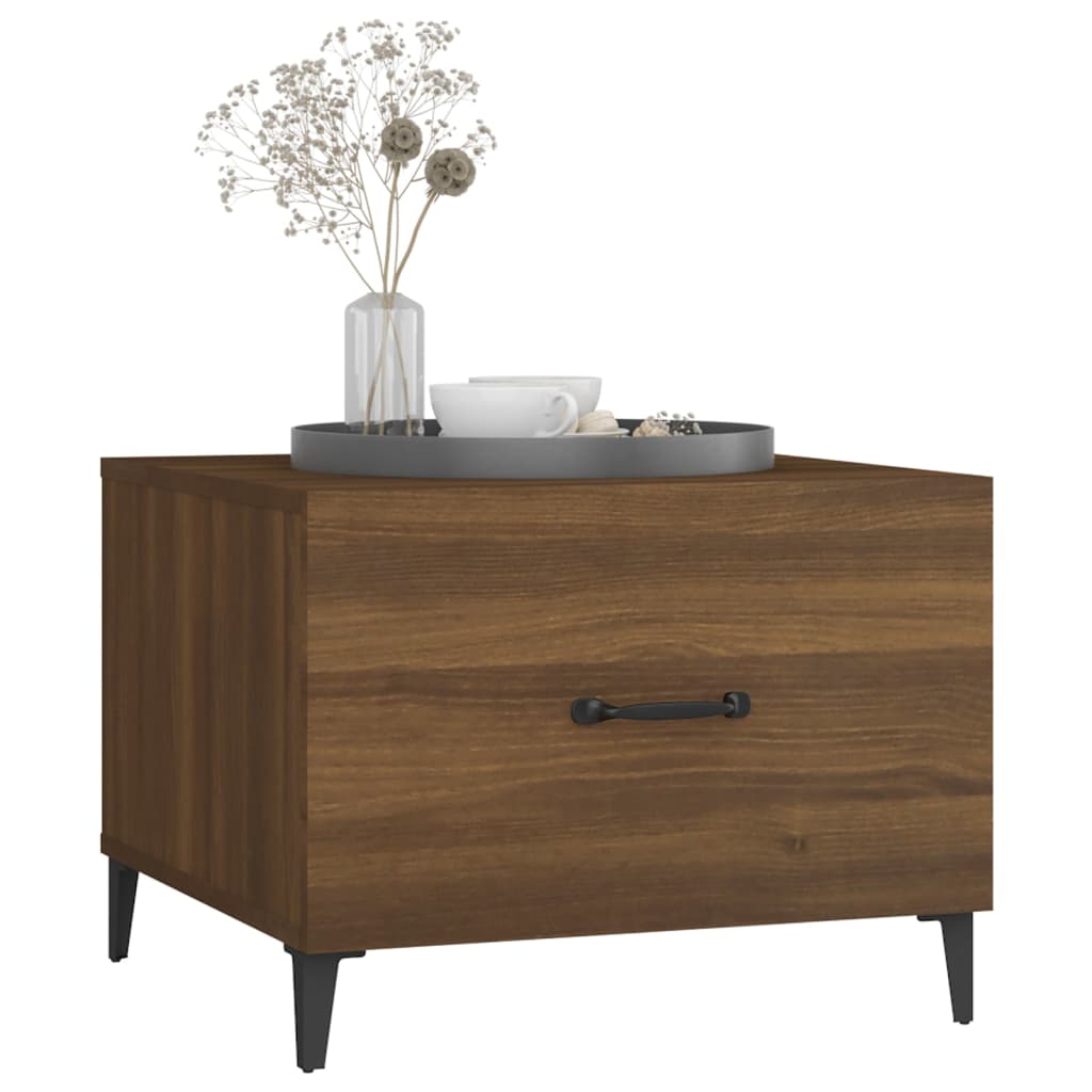 Coffee table with metal legs brown oak look 50x50x40 cm