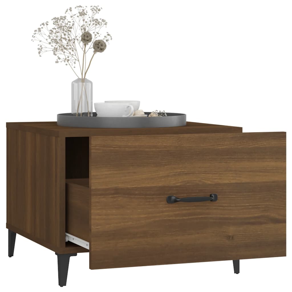 Coffee table with metal legs brown oak look 50x50x40 cm