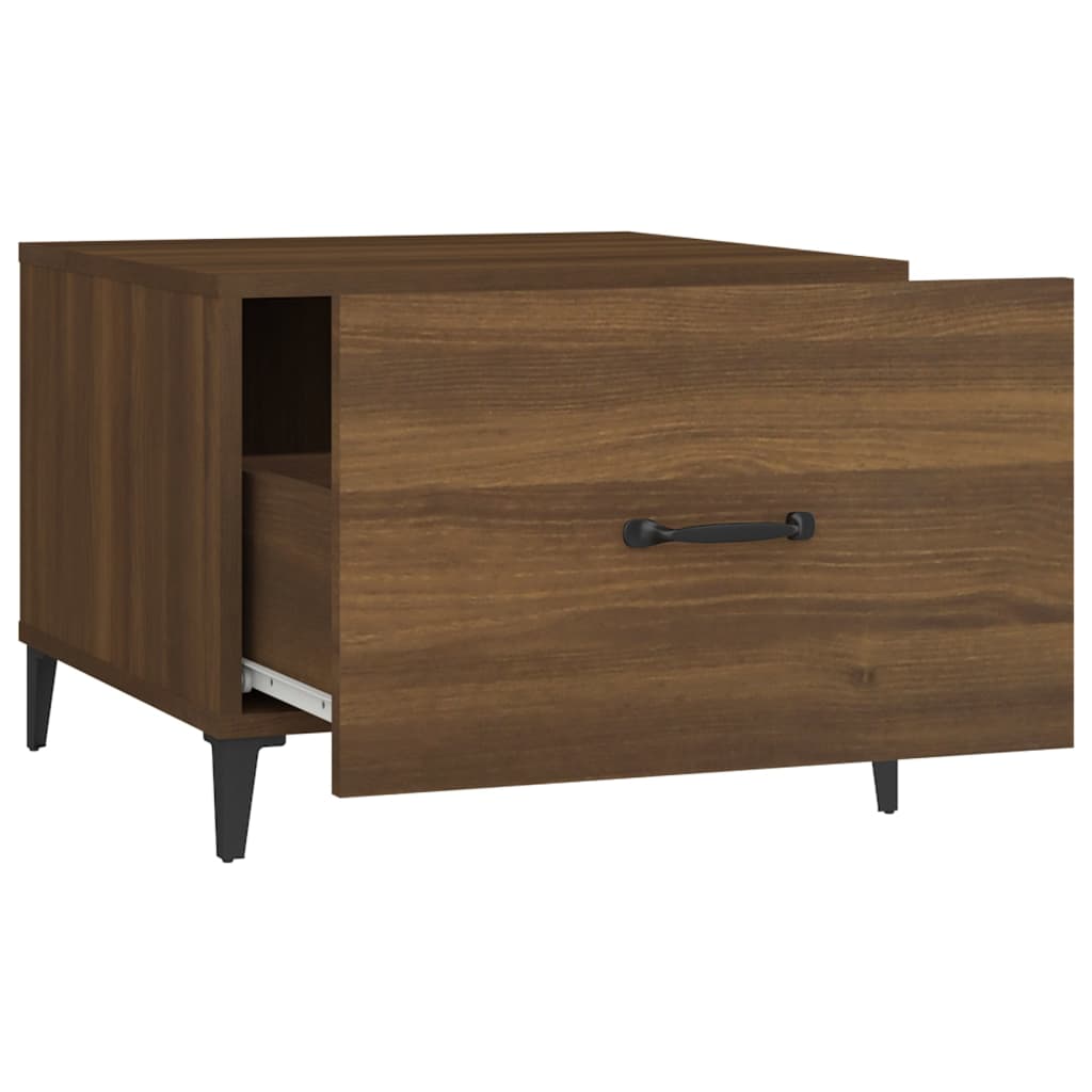Coffee table with metal legs brown oak look 50x50x40 cm