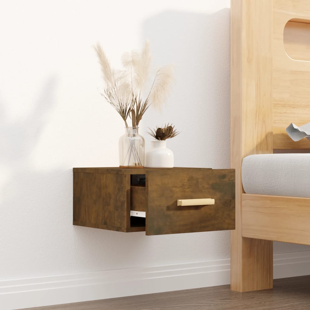 Wall-mounted bedside table smoked oak 35x35x20 cm