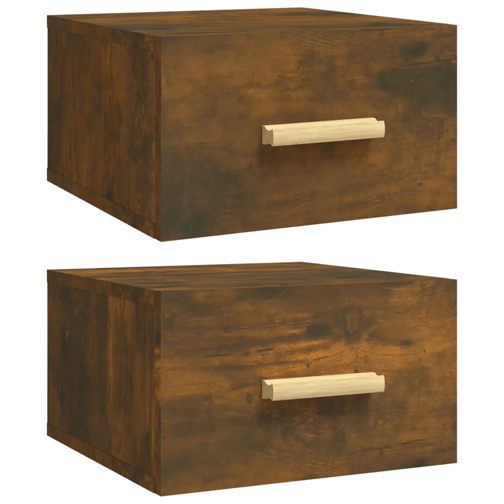Wall-mounted bedside tables 2 pieces smoked oak 35x35x20 cm
