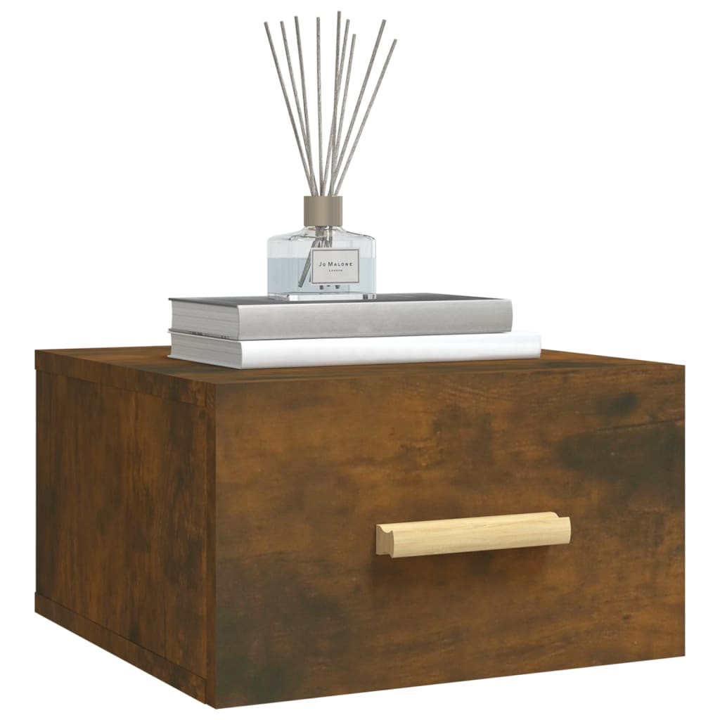 Wall-mounted bedside tables 2 pieces smoked oak 35x35x20 cm