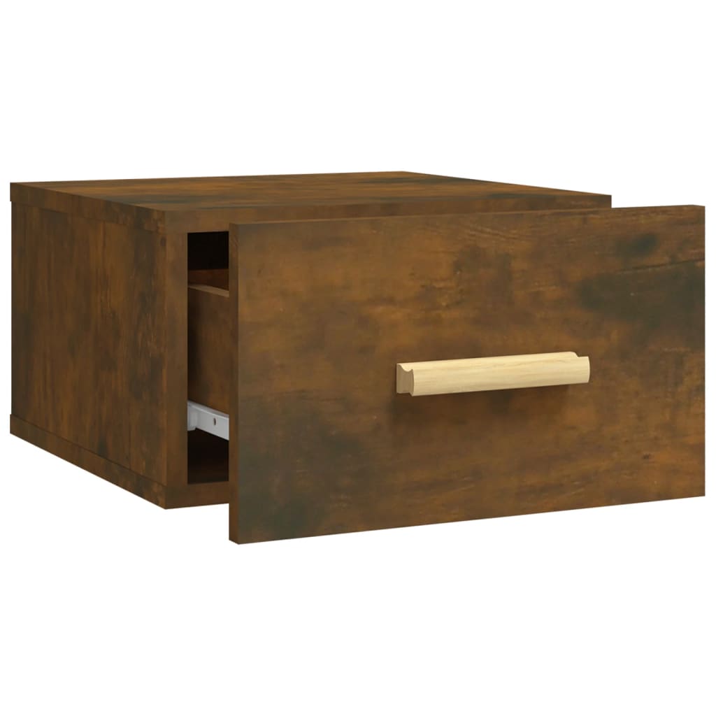 Wall-mounted bedside tables 2 pieces smoked oak 35x35x20 cm
