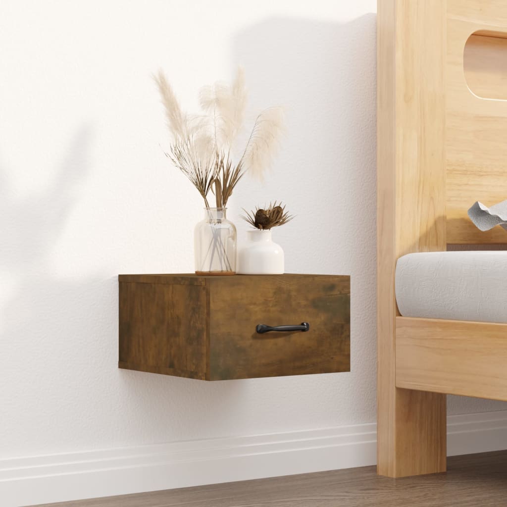 Wall-mounted bedside tables 2 pieces smoked oak 35x35x20 cm