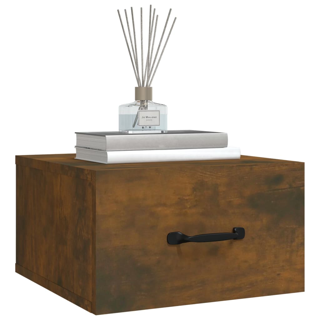 Wall-mounted bedside tables 2 pieces smoked oak 35x35x20 cm