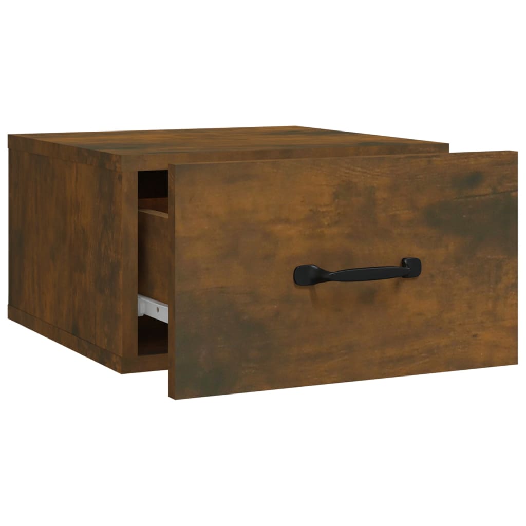 Wall-mounted bedside tables 2 pieces smoked oak 35x35x20 cm