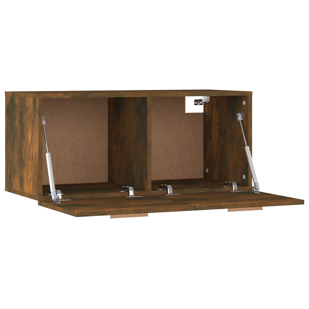 Wall Cabinet Smoked Oak 80x35x36.5 cm Wood Material