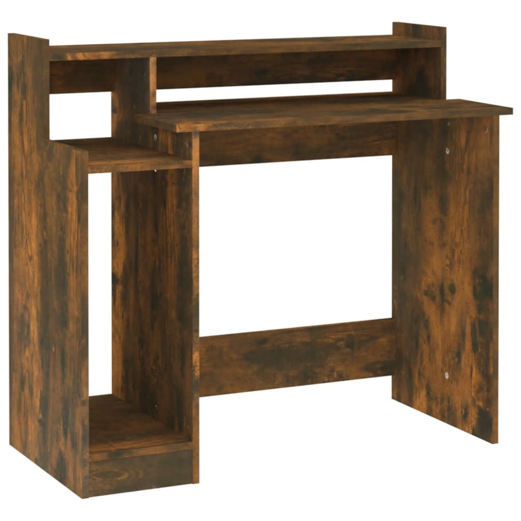 Desk with LEDs Smoked Oak 97x45x90 cm Wood Material
