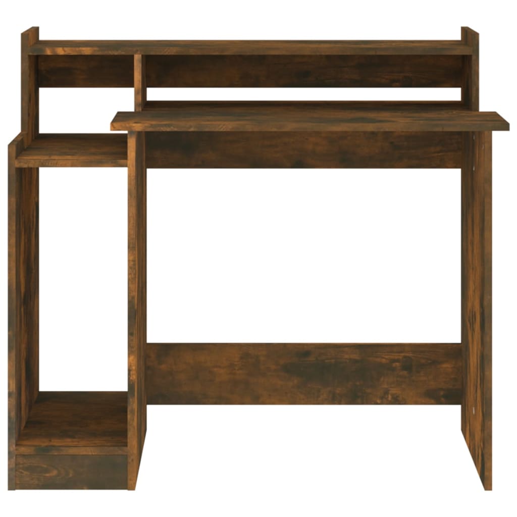 Desk with LEDs Smoked Oak 97x45x90 cm Wood Material