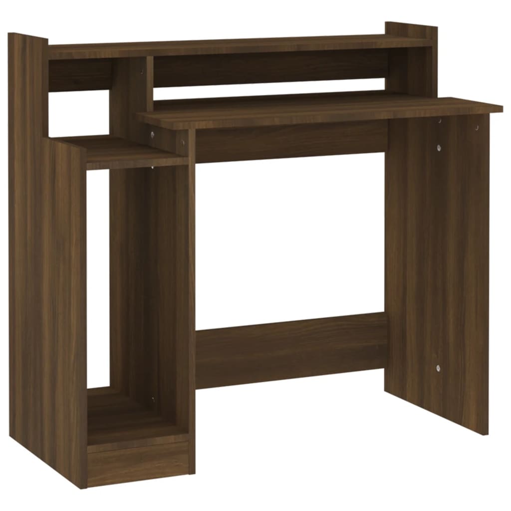 Desk with LEDs Brown Oak Look 97x45x90 Wood Material