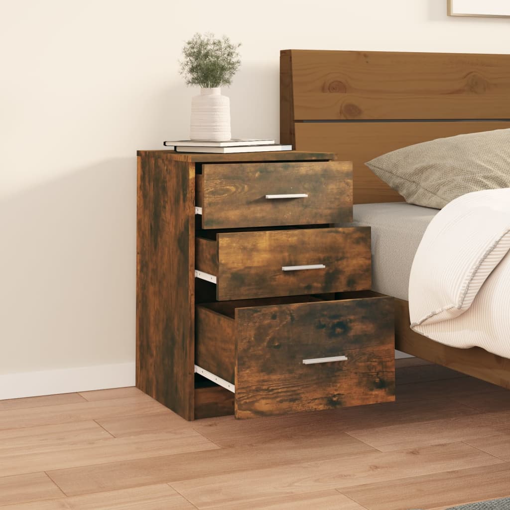 Bedside table smoked oak 40x40x63 cm wood material