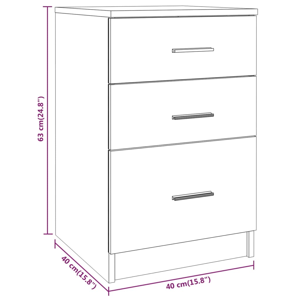 Bedside table smoked oak 40x40x63 cm wood material