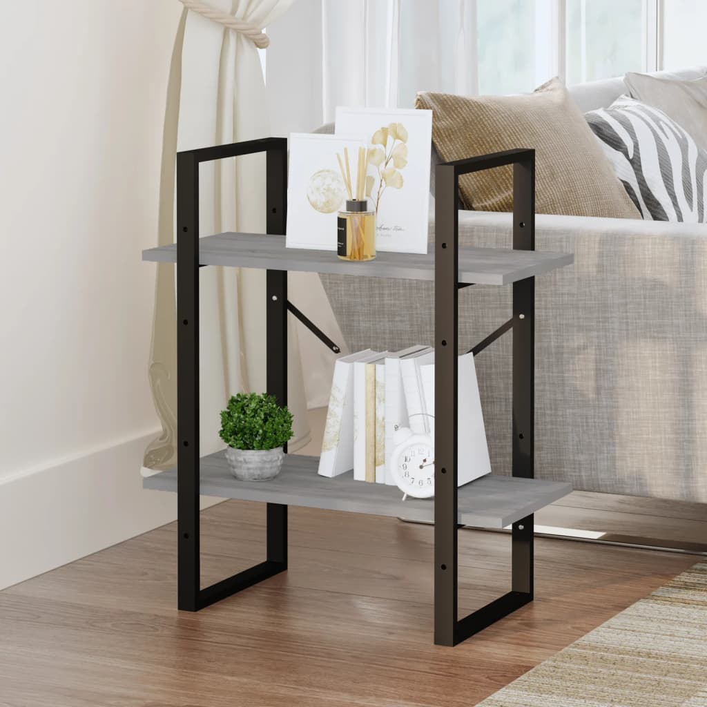 Bookcase 2 Compartments Grey Sonoma 60x30x70 cm Wood Material