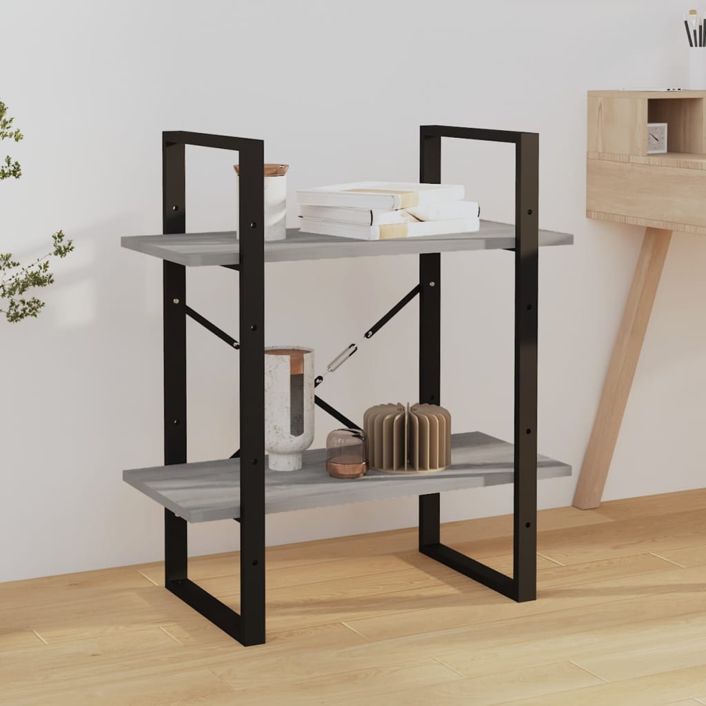 Bookcase 2 Compartments Grey Sonoma 60x30x70 cm Wood Material