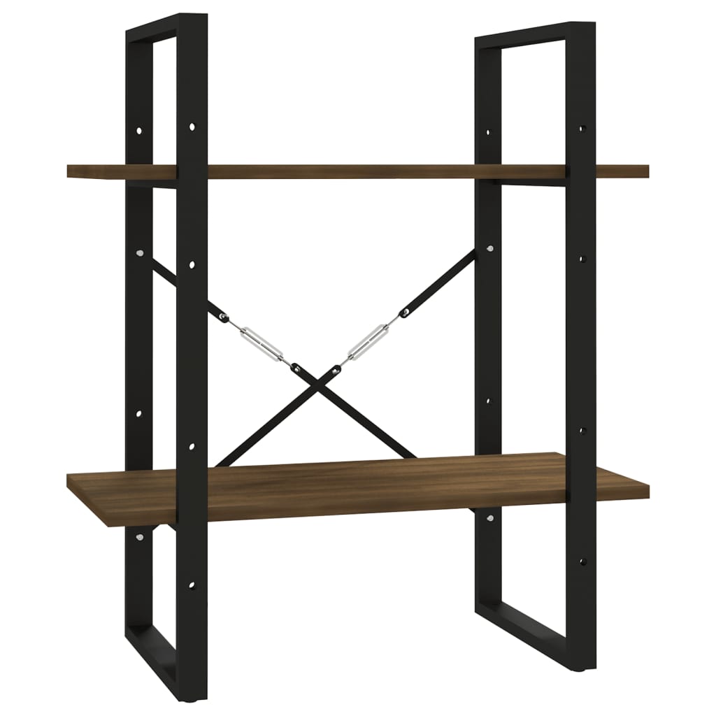Bookcase 2 Compartments Brown Oak Look 60x30x70 cm