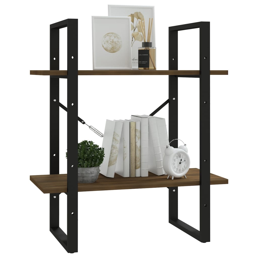 Bookcase 2 Compartments Brown Oak Look 60x30x70 cm