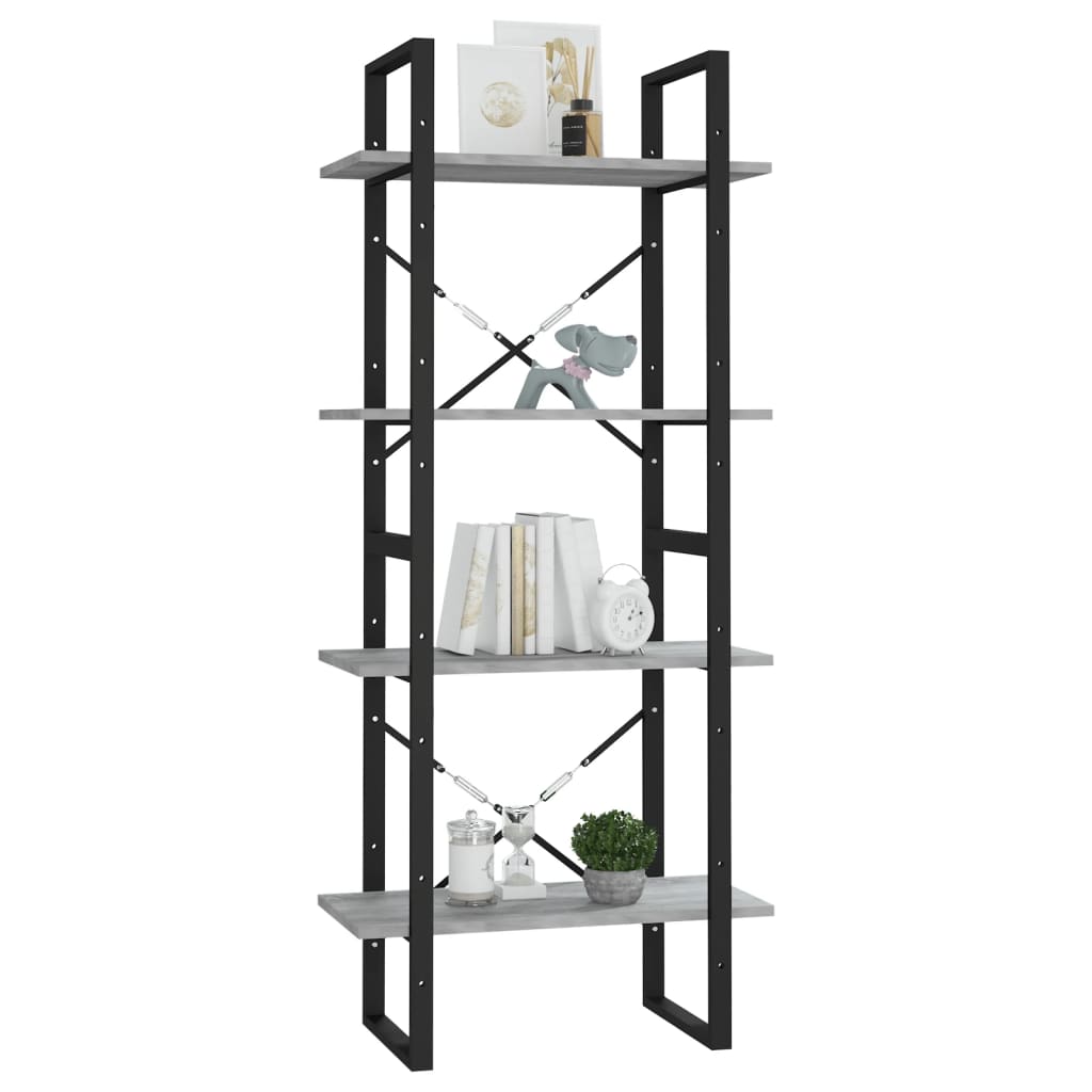 Bookcase 4 Compartments Grey Sonoma 60x30x140 cm Wood Material