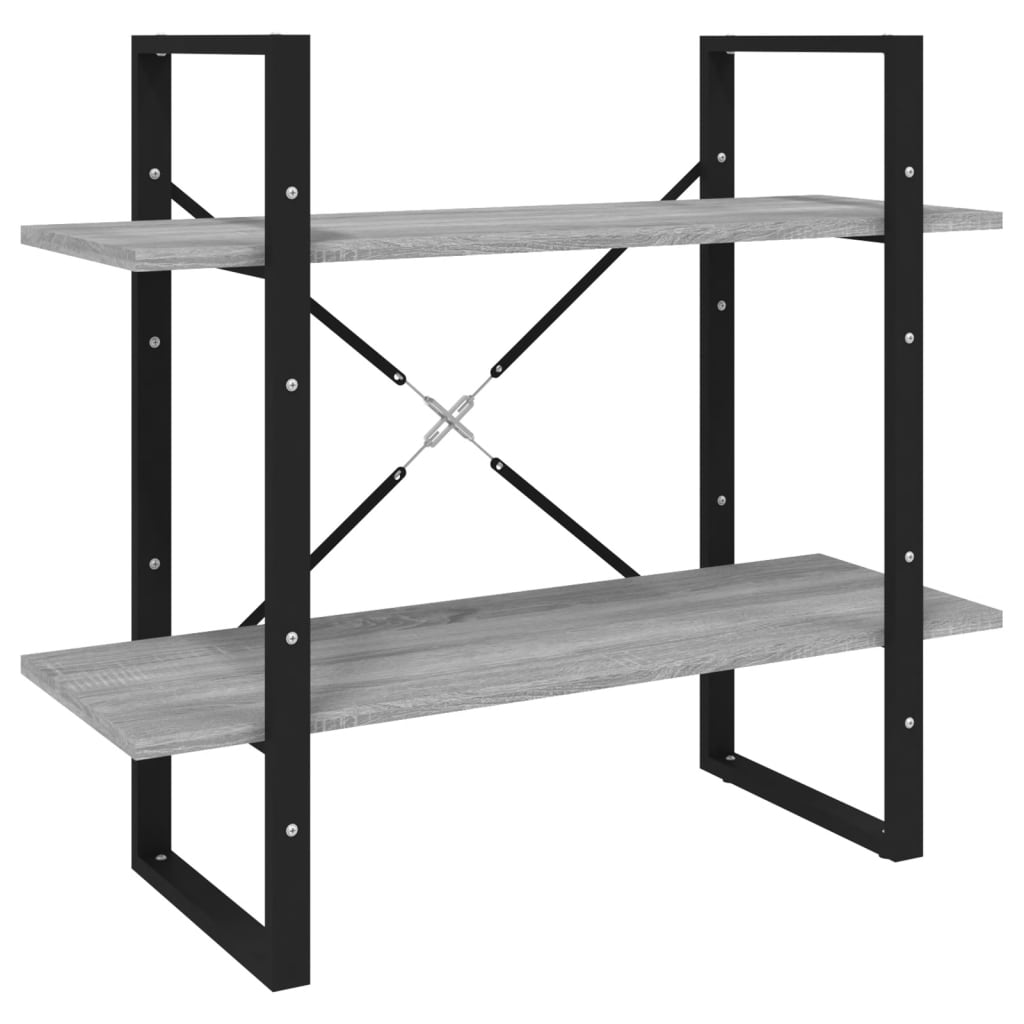 Bookcase 2 Compartments Grey Sonoma 80x30x70 cm Wood Material