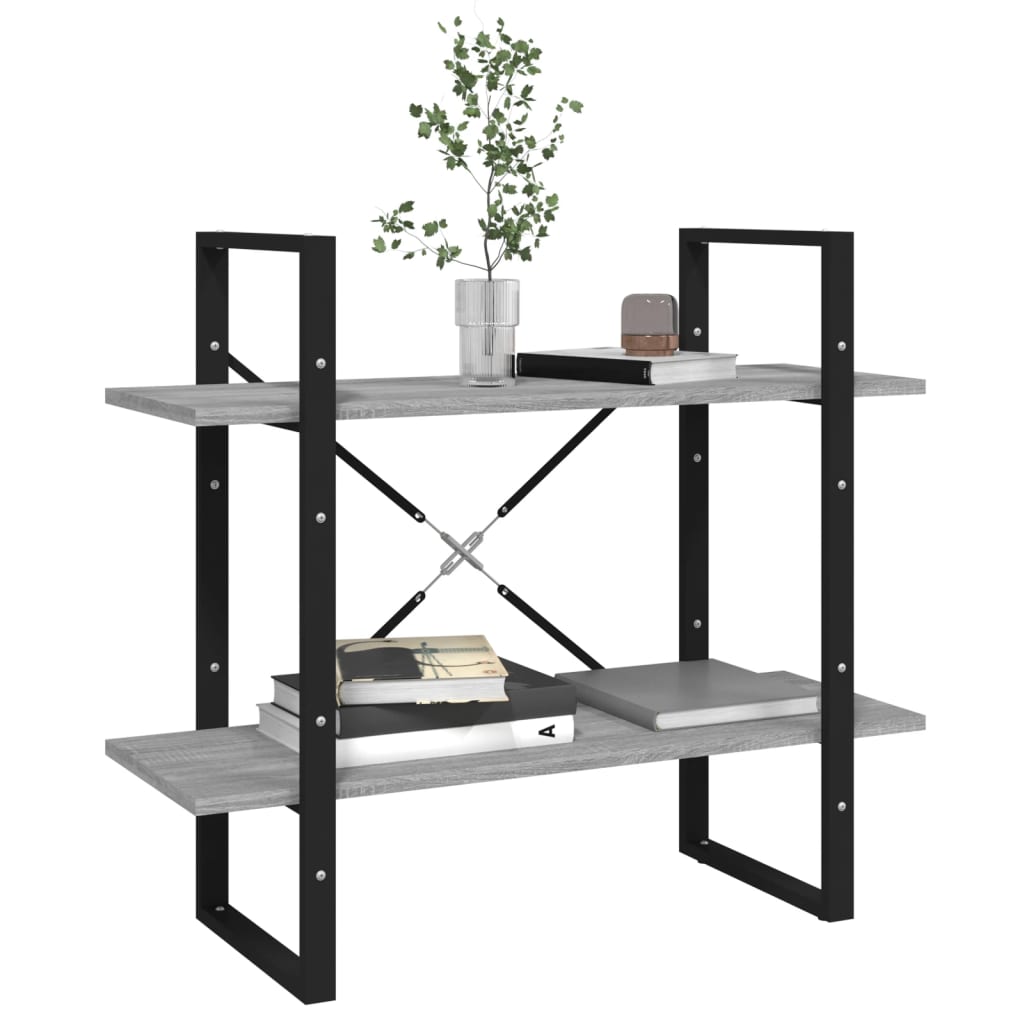 Bookcase 2 Compartments Grey Sonoma 80x30x70 cm Wood Material