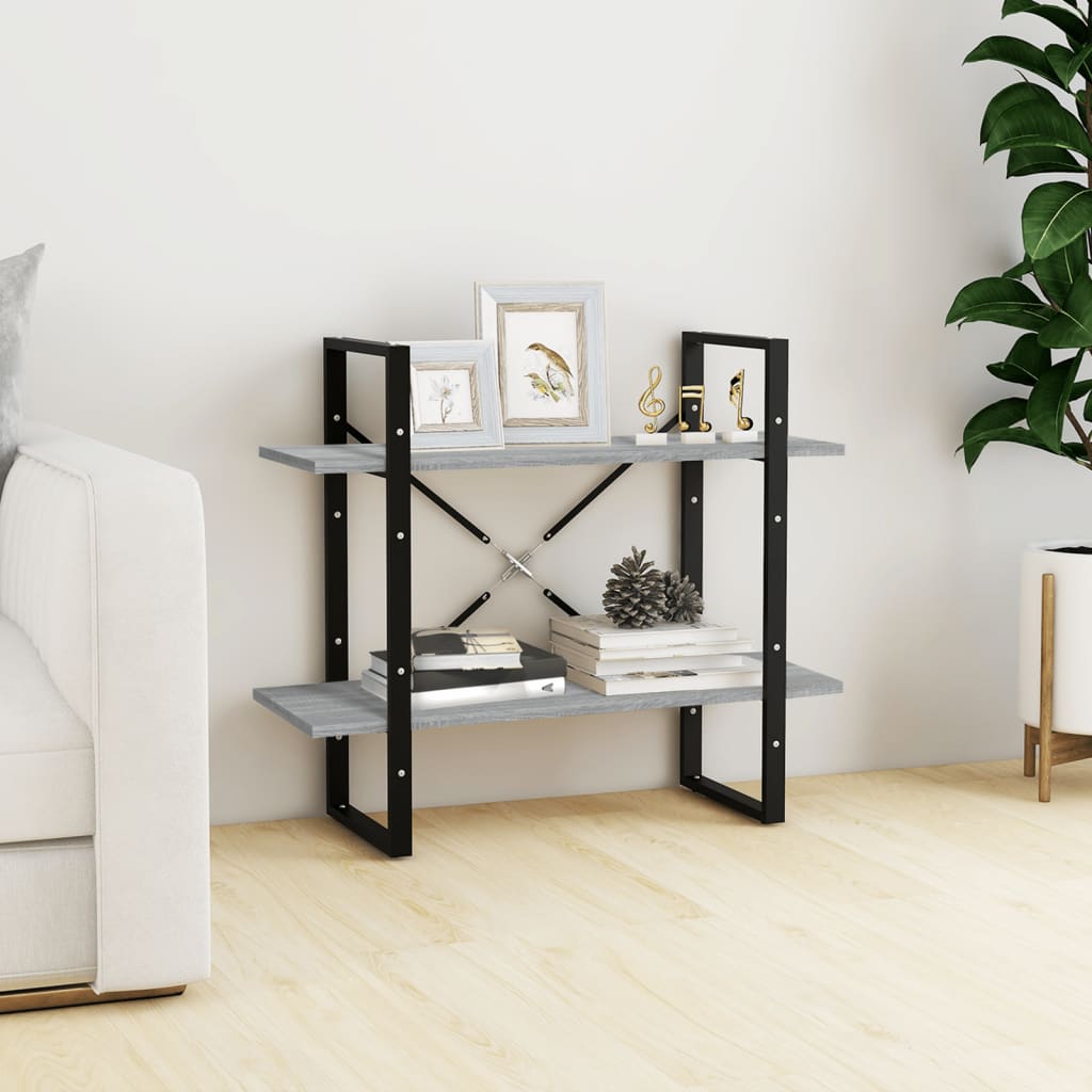 Bookcase 2 Compartments Grey Sonoma 80x30x70 cm Wood Material