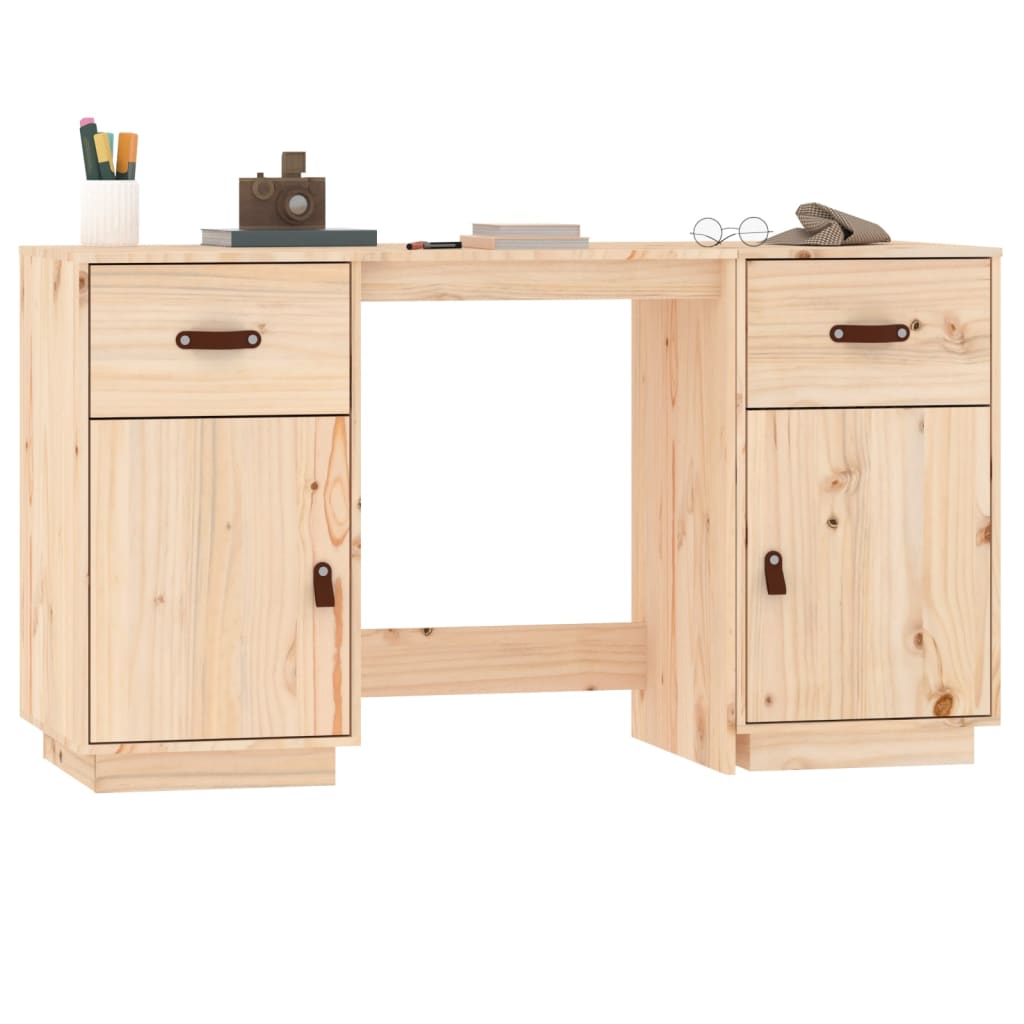 Bureau avec armoires 135x50x75 cm en pin massif