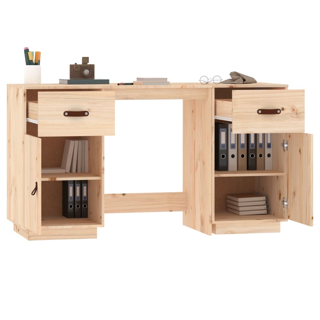 Bureau avec armoires 135x50x75 cm en pin massif