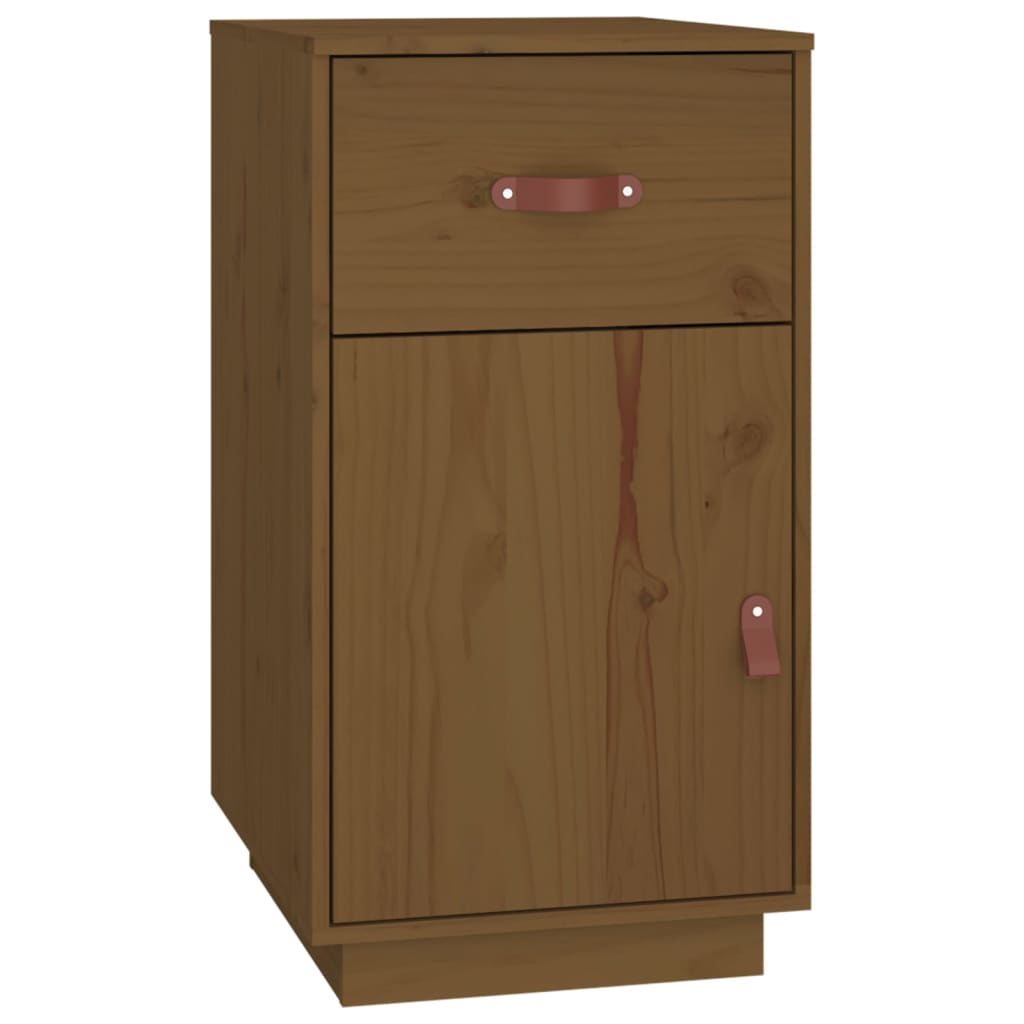 Bureau avec armoires en bois massif marron miel 135x50x75 cm