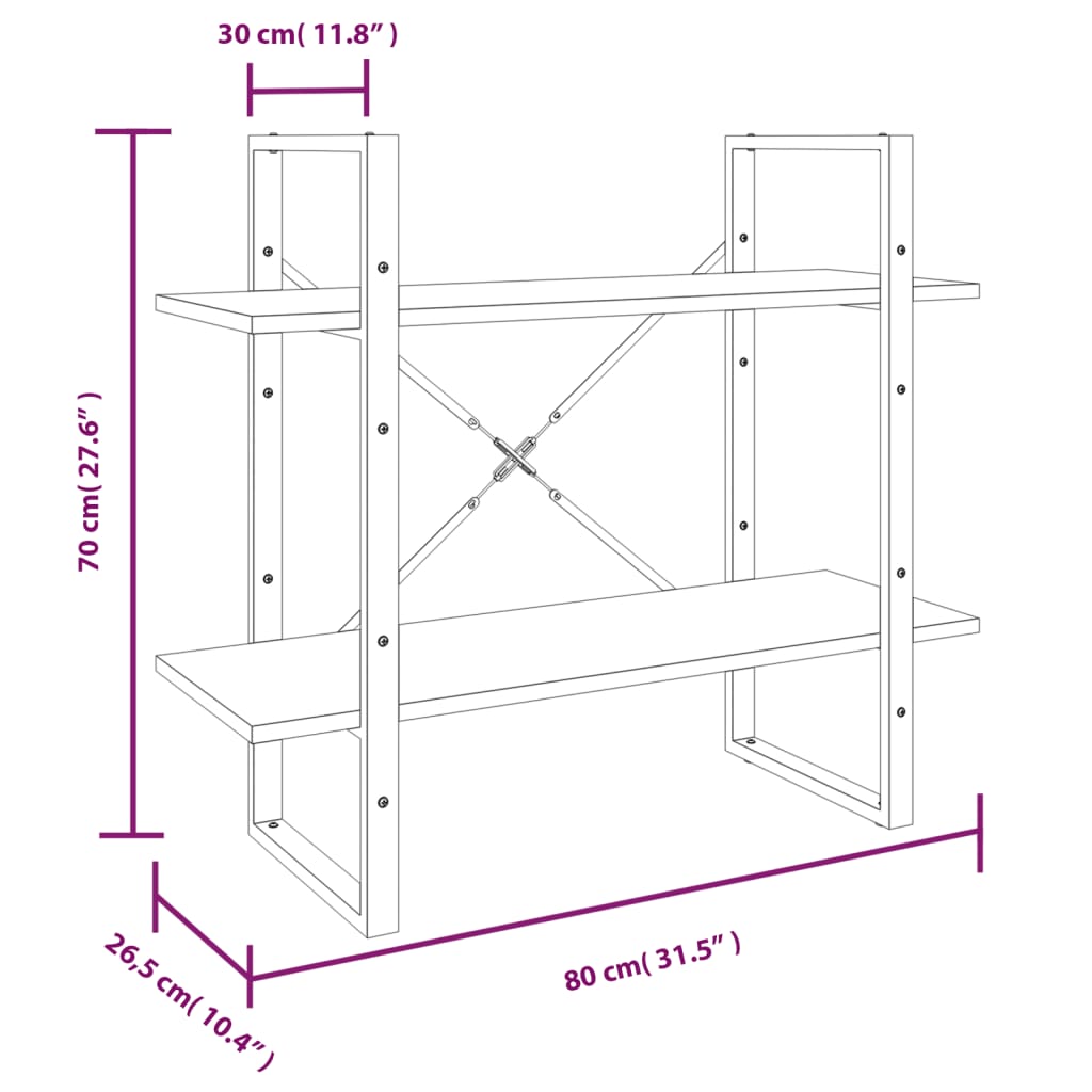 Bookcase 5 compartments grey Sonoma oak 80x30x175 wood material
