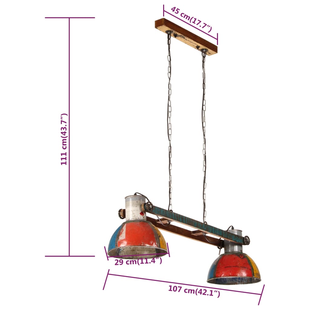 Lampe suspendue de style industriel 25 W multicolore 111 cm E27