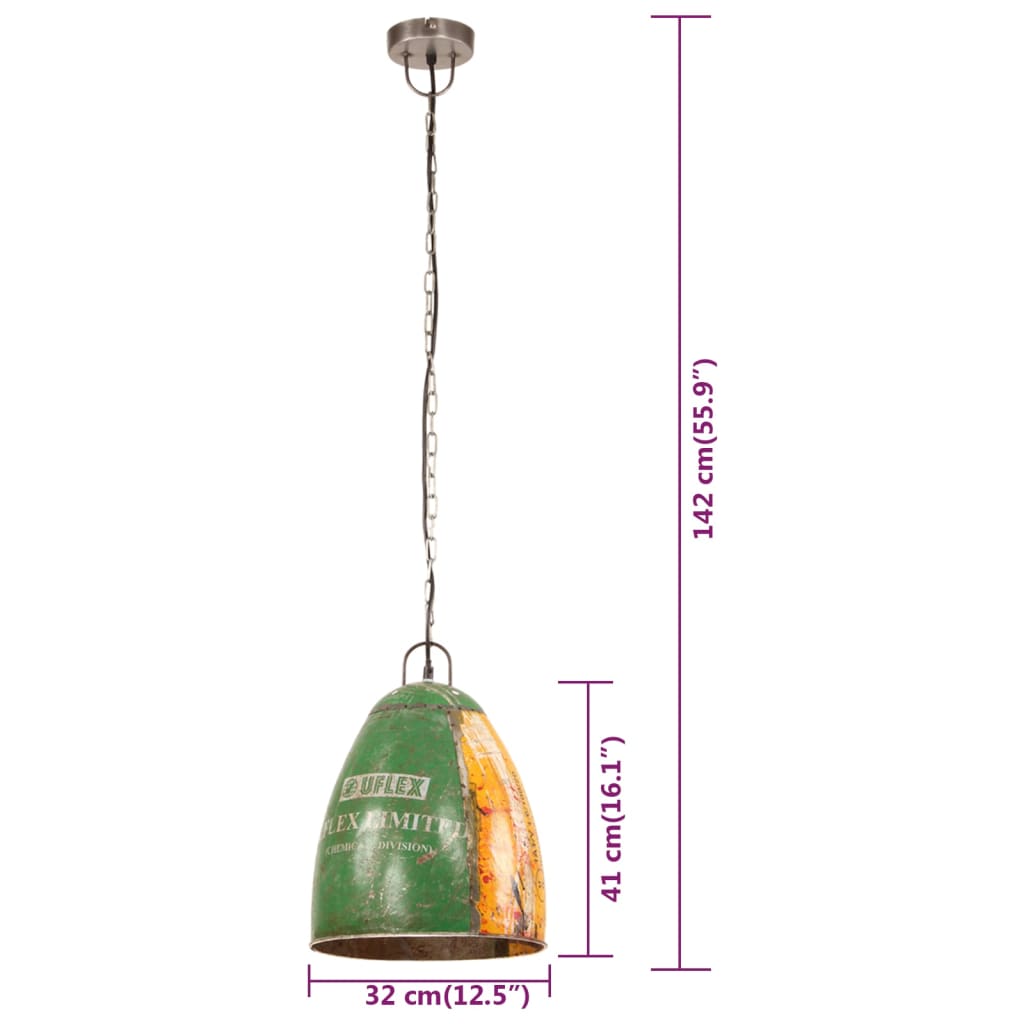 Lampe suspendue style industriel 25 W multicolore ronde 32 cm E27
