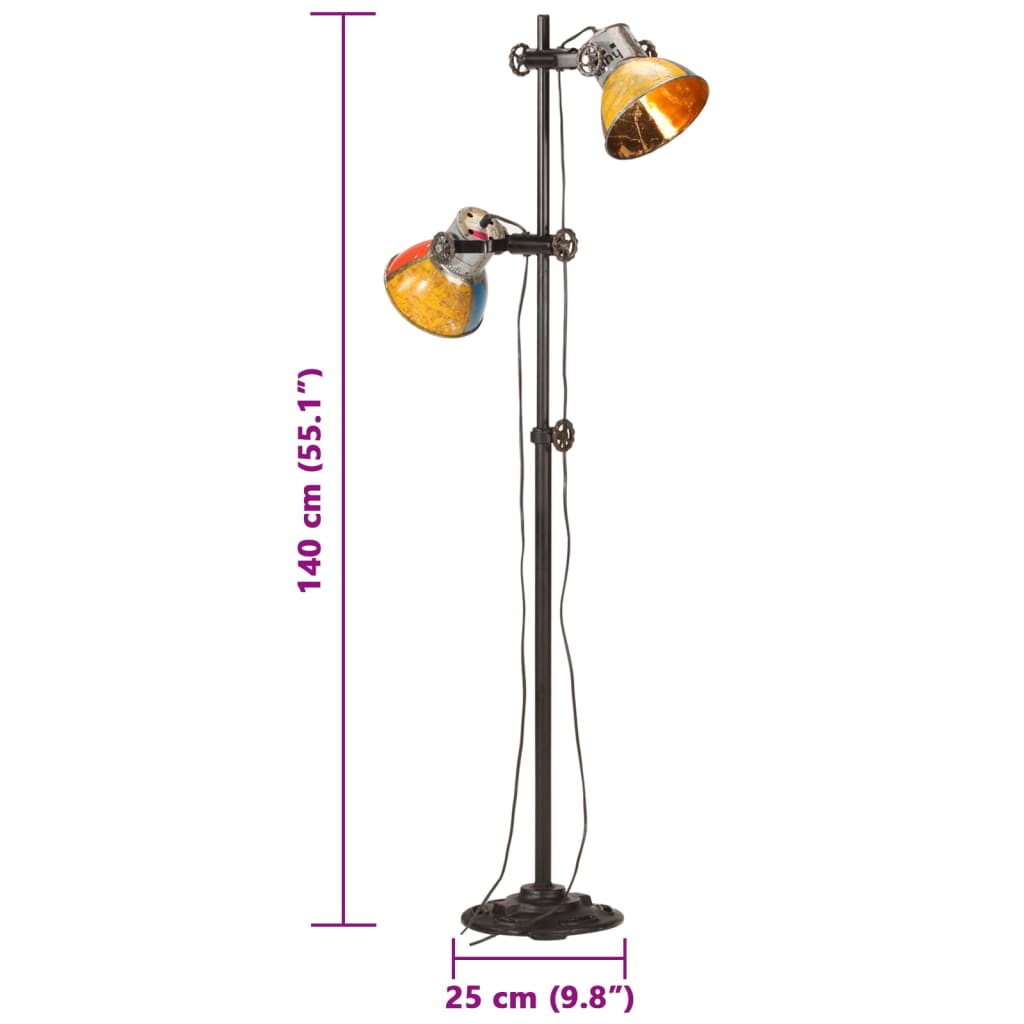 Floor lamp with 2 lampshades multicolored E27